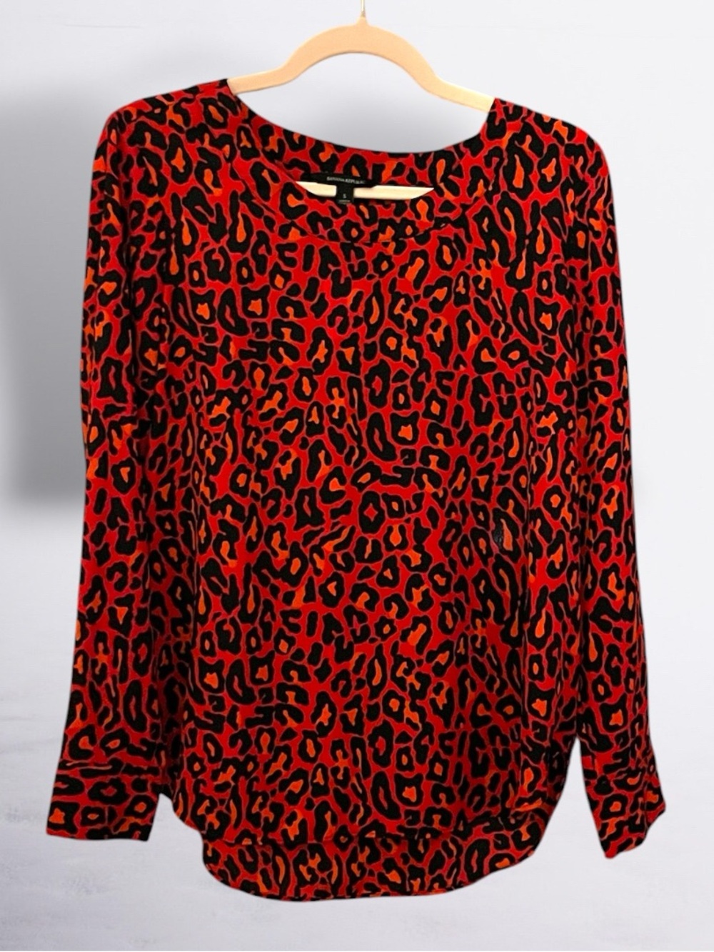 Banana Republic Red Leopard Print Blouse | Bold Animal Print Top Size Small
